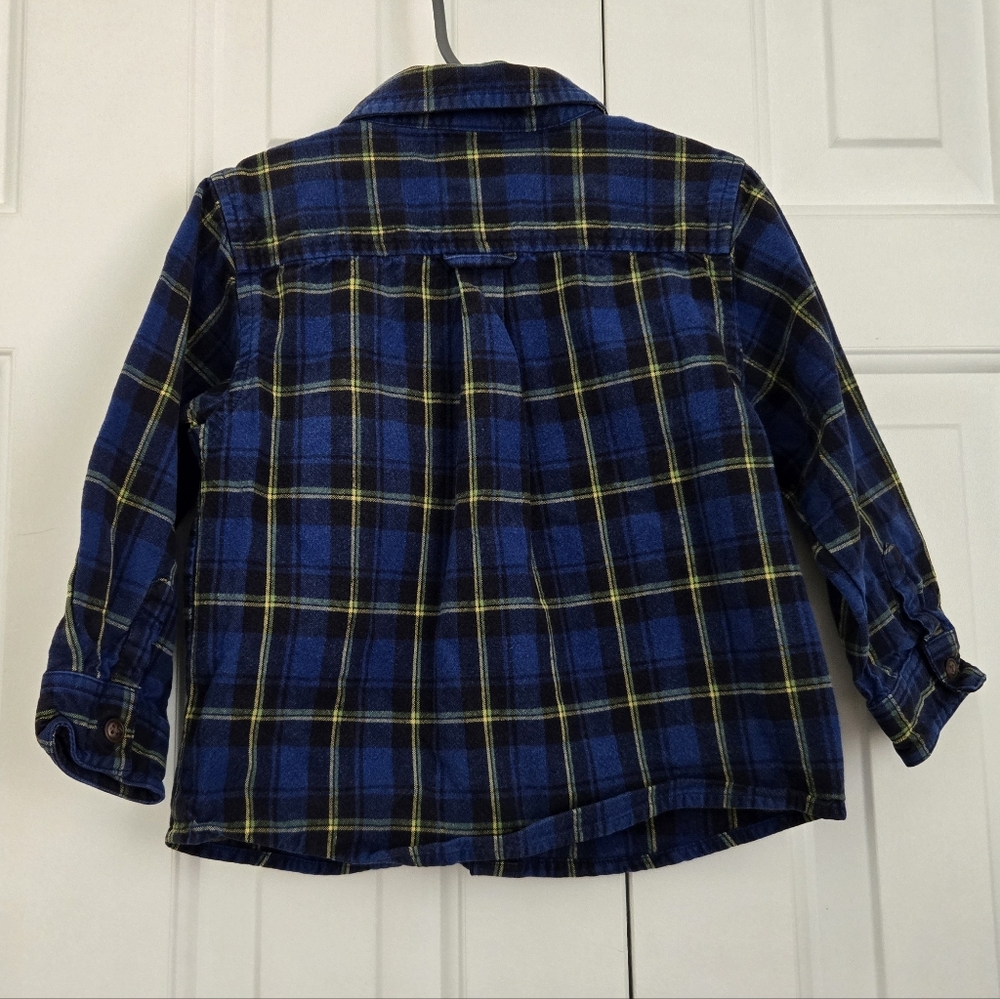 GAP Toddler Blue and Yellow Plaid Button-Down Shirt - Picture 2 of 4